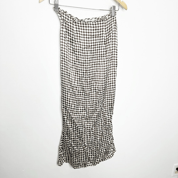 Topshop co-ord hexagonal satin wrap midi skirt in chocolate womens US 2 NWT - Picture 8 of 8